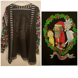 Rick Morty Christmas holiday cardigan 0x 1x xl funny humor ugly sweater